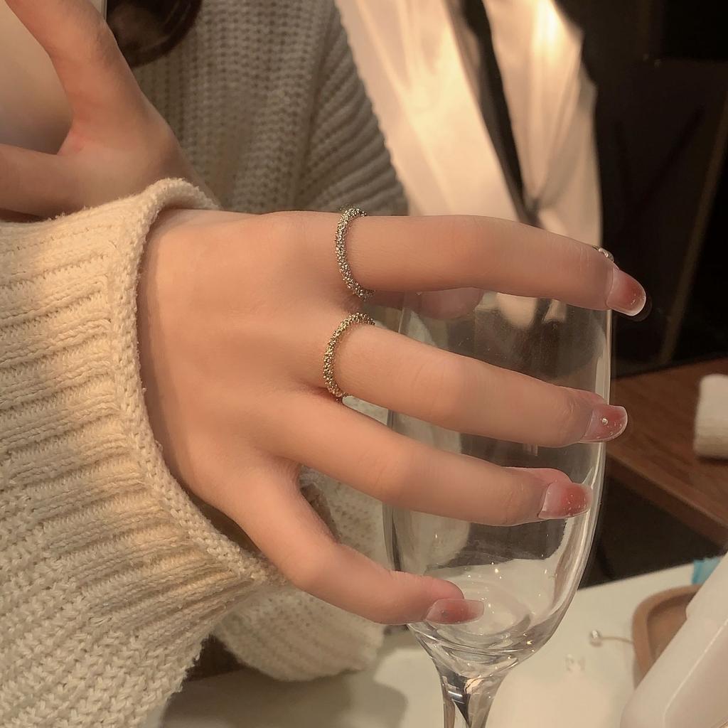 High-end Women's New Ins Ring Texture Gypsy Niche Design Women's Open Knuckles Fashion Personalized Ring