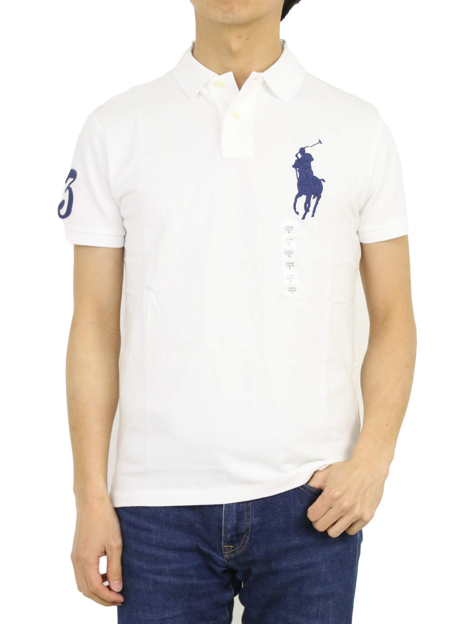 

Polo Ralph Lauren Short Sleeve Custom Slim Fit Big Pony Embroidered Polo Size Men s Shirt, XXL, White/Natural (Product Code 0105621)