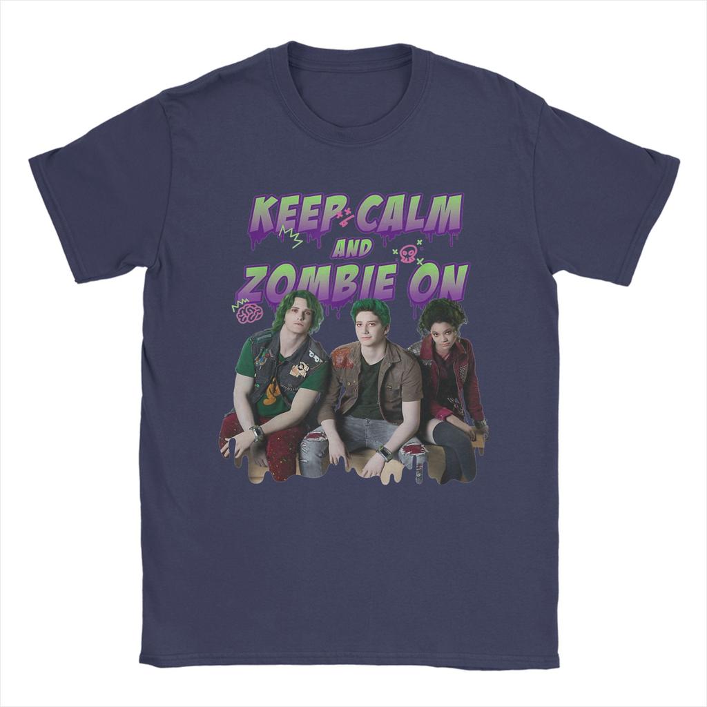 Men Women Zombies 2 Keep Calm and Zombie On T Shirt  100% Cotton Clothing Awesome Short Sleeve Round Collar Tees Printed T-Shirt
