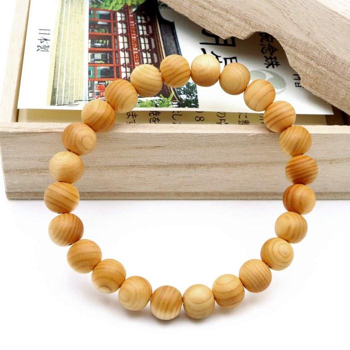 [GOLD STONE] Koyasan Bracelet Koyasan Chumon Hinoki (Japanese Cypress) 9mm with Box World Heritage Site, Kongobuji Natural Stone, Power St