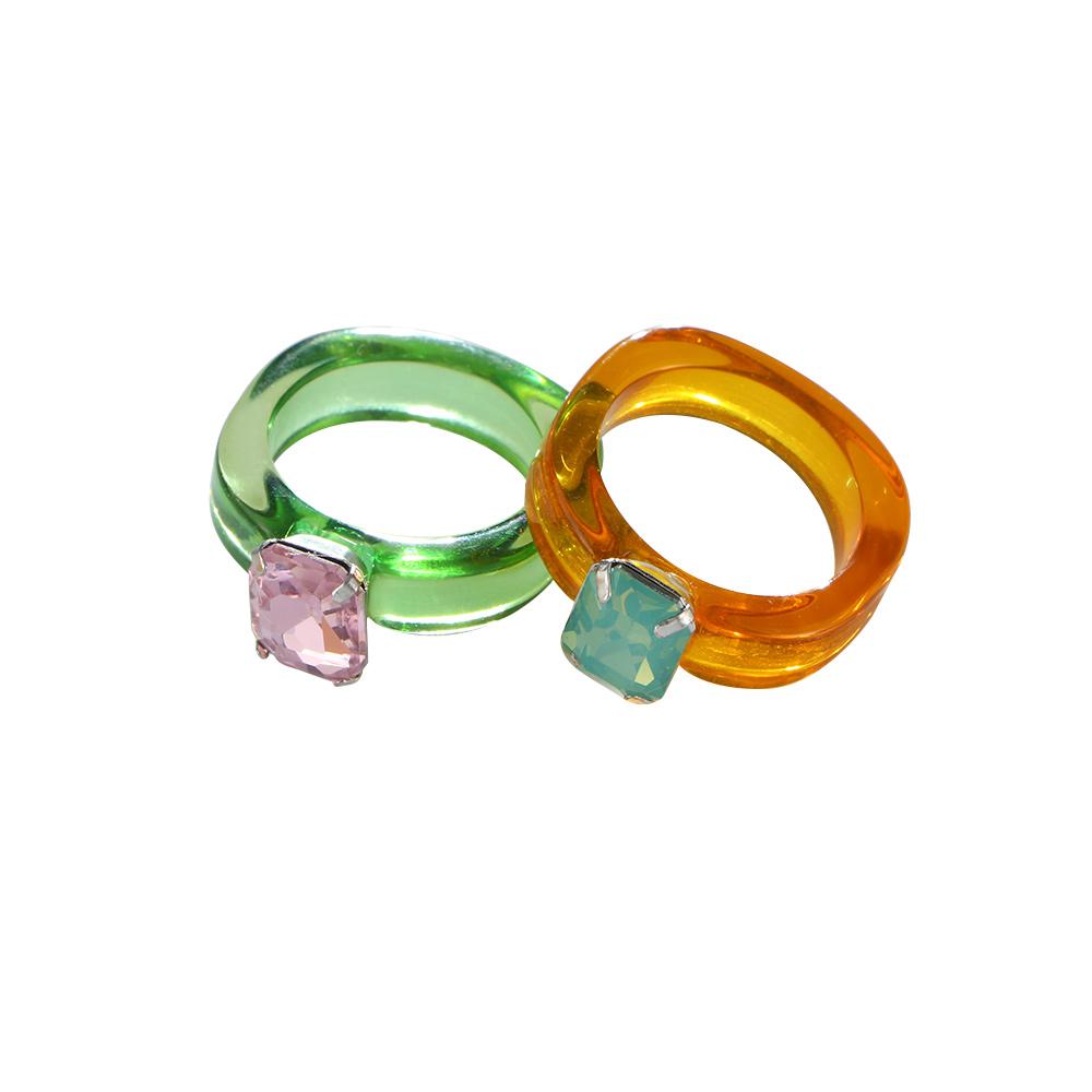 Elegant Fashion Jewelry Irregular Girls Acrylic Women Geometric Transparent Finger Ring Resin Rings