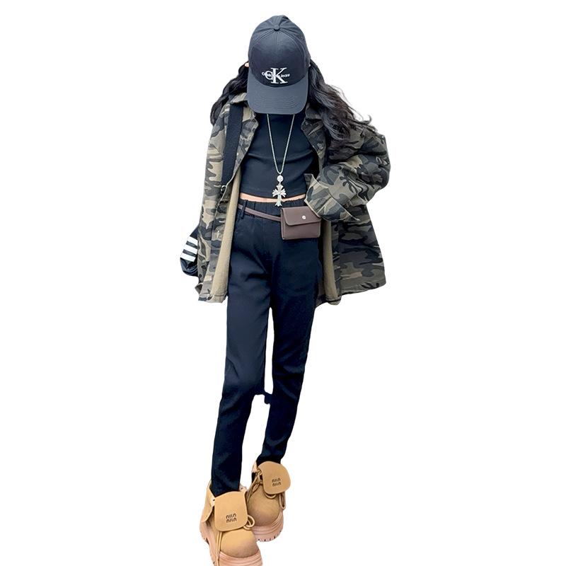 Girls' Camouflage Shirt Jacket: 2025 Spring/Autumn Fashion for Medium & Large Children