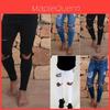 Premium Quality Slim Destroyed Stretchy Ripped Skinny Biker Jeans For Men Taped Fit Denim Pants