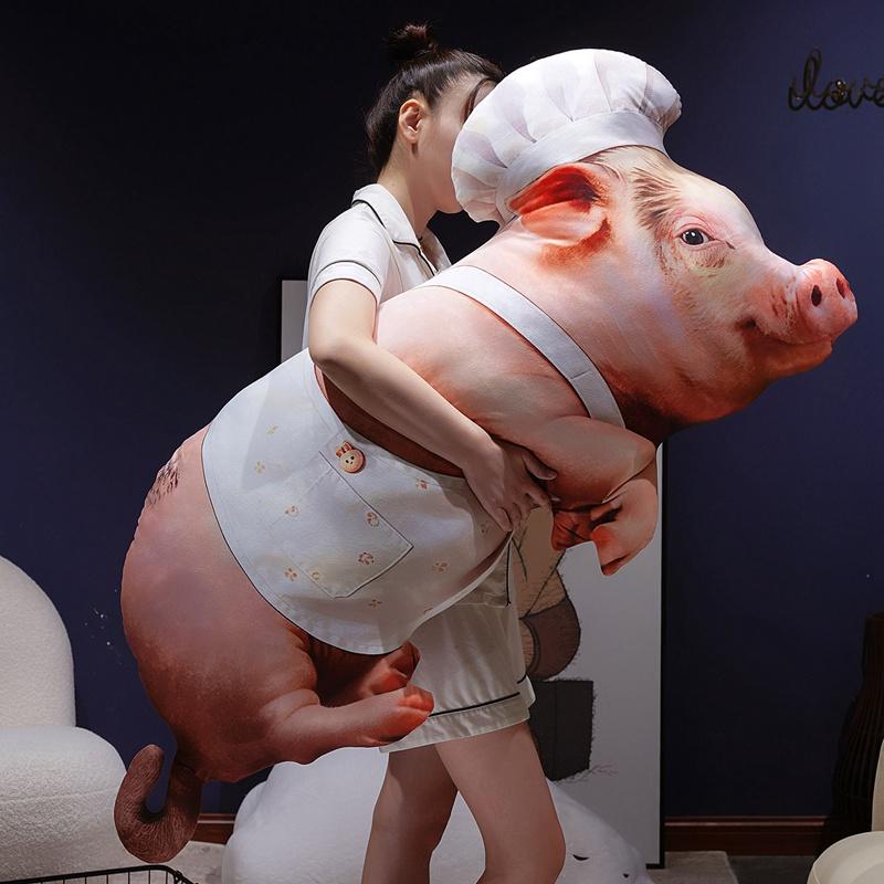 40~130cm Cosplay Pig Cartoon Animal Plush Throw Pillow Stuffed Miss Chef Cowboy Piggy Cushion Sofa Chair Decor Gift