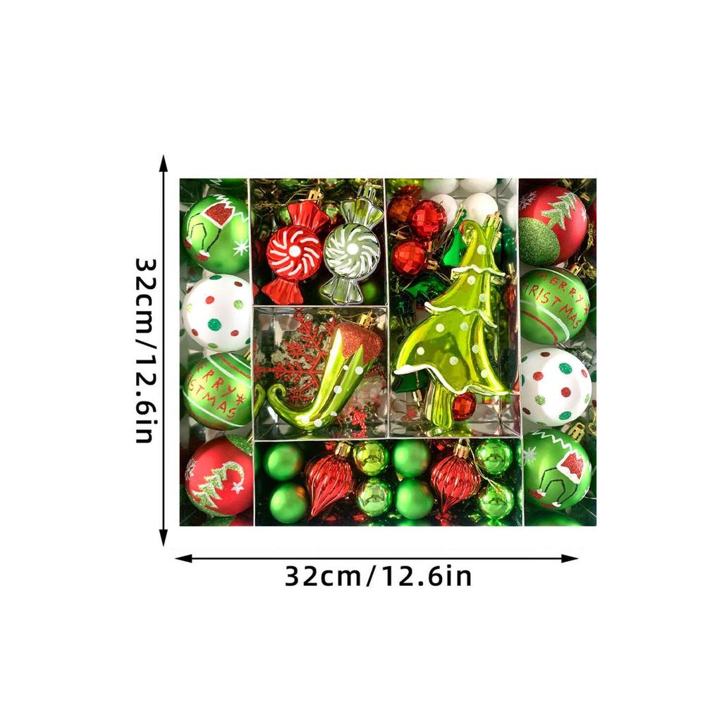 Ornament Set, Christmas Decoration, Elf Balls, Elegant, /Green, Christmas Tree