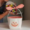 DIY Mal-Korb für Halloween-Party Kürbis-Süßigkeitenkorb, Großer Trick-or-Treat-Eimer mit Schleife Wiederverwendbare Tragetaschen Kinder Griff, Kinder Tragetasche Deko