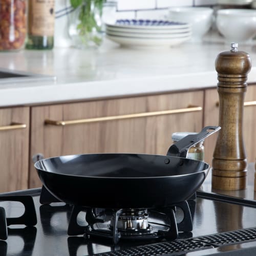 Endo Shoji Commercial-Grade Iron Black Skin Oven-Safe Thick Frying Pan, 40cm, Induction Compatible, Made in Japan, AHL94040