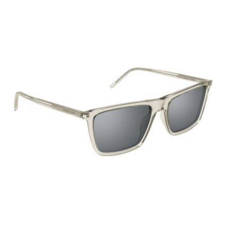 Saint Laurent Mirror Leg Letter Irregular Shape Sunglasses Men Sunglasses Beige SL668003