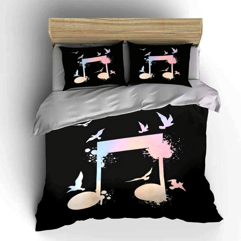 Music Note Art Decor Set Soft Comfortable Duvet Cover Bedding Set Included 1*Duvet Cover & 2*Pillowcases, Gift
