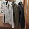 Men's lapel button decoration black beige imitation leather jacket PU leather jacket men's jacket trendy casual