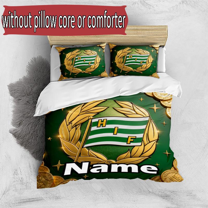 3pcs Duvet Cover Set (1*Duvet Cover + 2*Pillowcase, Without Core), Custom Name Hammarby IF Pattern Bedding Set, Home Bedroom Decor Gift