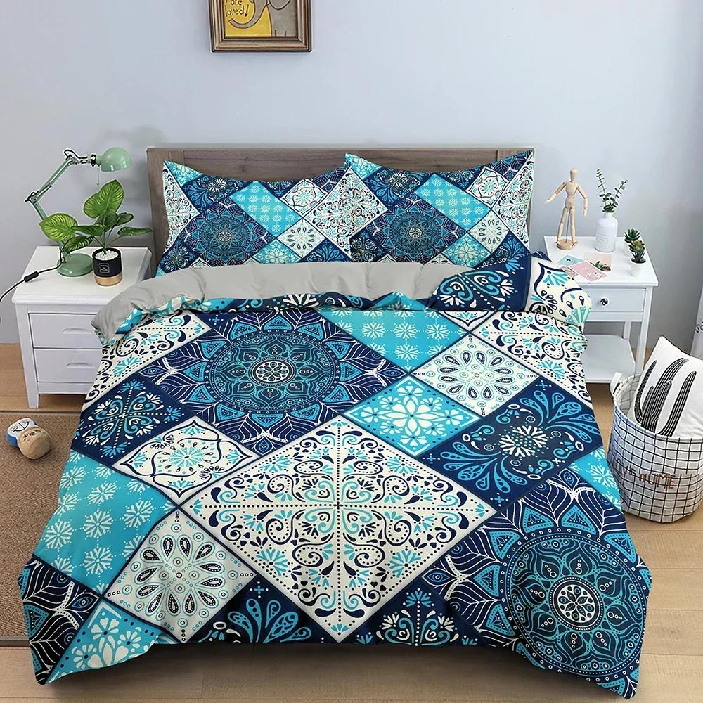 3D Mandala Floral Pattern Comfortable Duvet Quilt Cover Pillowcase Bedding Set Children Bedroom Decoration Home Textile