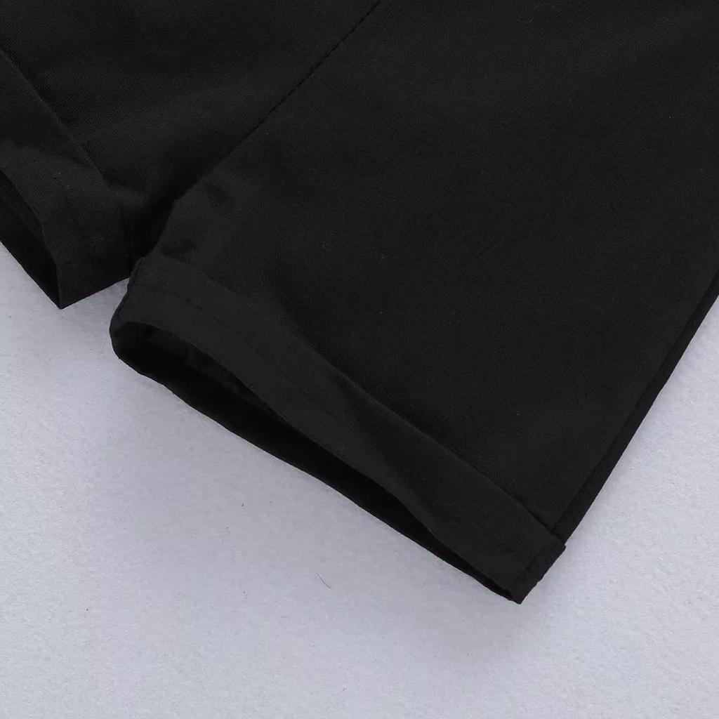 Mini Strój Dżentelmena Niemowlęcy Chłopiec Formalne Stroje Koszulka z Krótkim Rękawem z Muszką + Śpioszki Krótkie Spodenki Letnia Moda Zestaw 2 Szt.