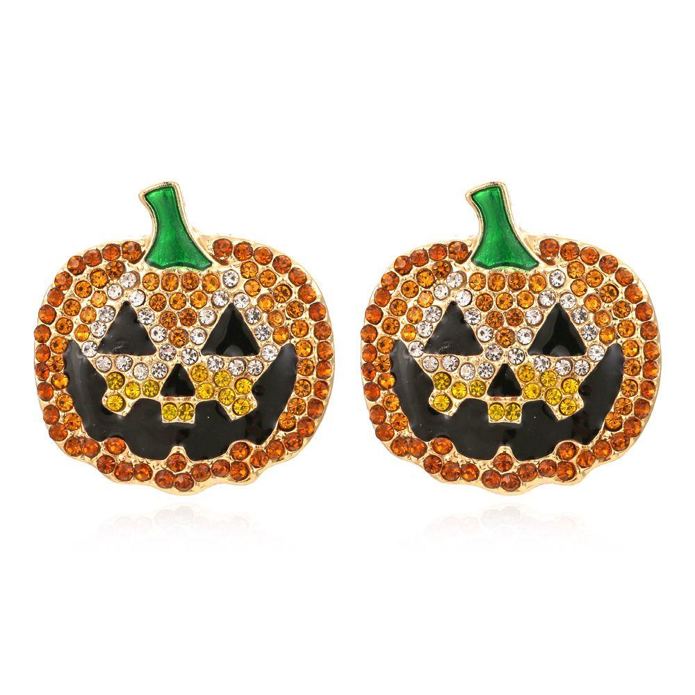 Accessories Rhinestone Pumpkin Earrings Pumpkin Stud Earrings Women's Earrings Halloween Ear Stud