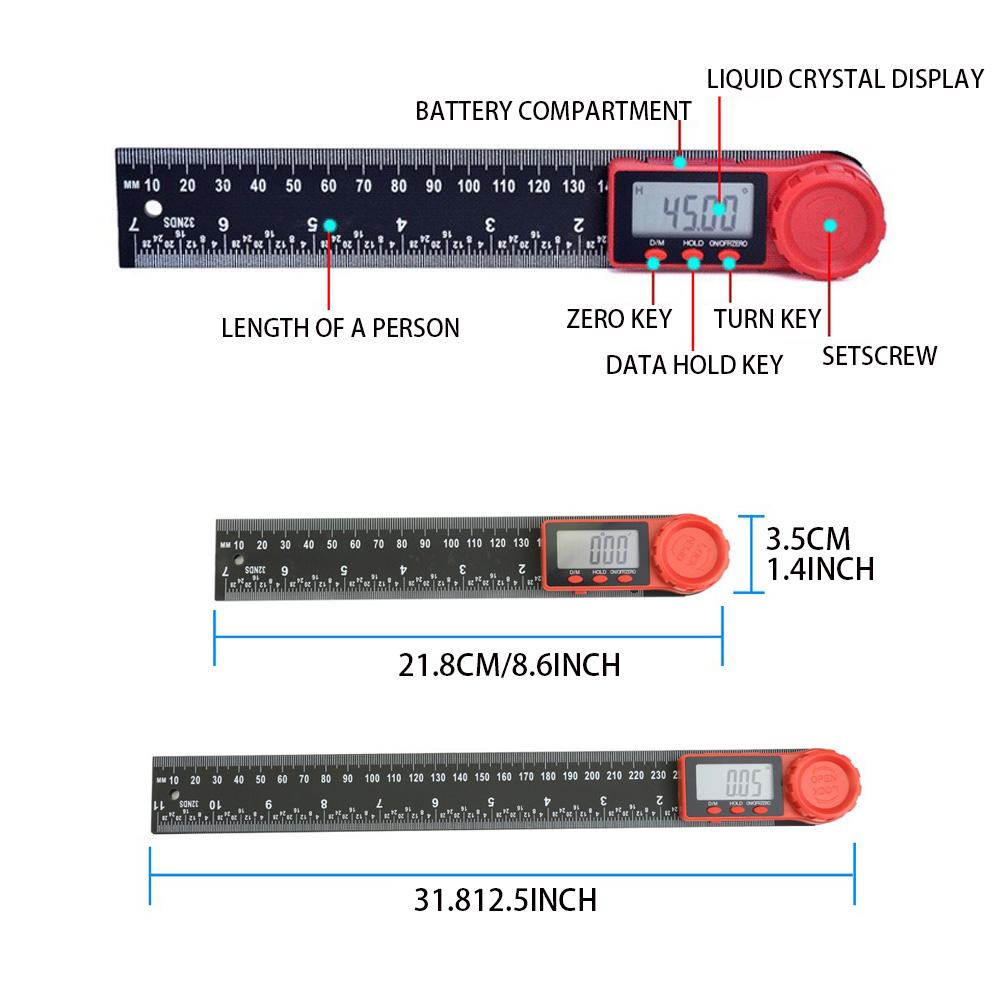 2-in-1 Digital Angle Meter Inclinometer Digital Angle Ruler Electronic Goniometer Protractor Angle finder Measuring Tool