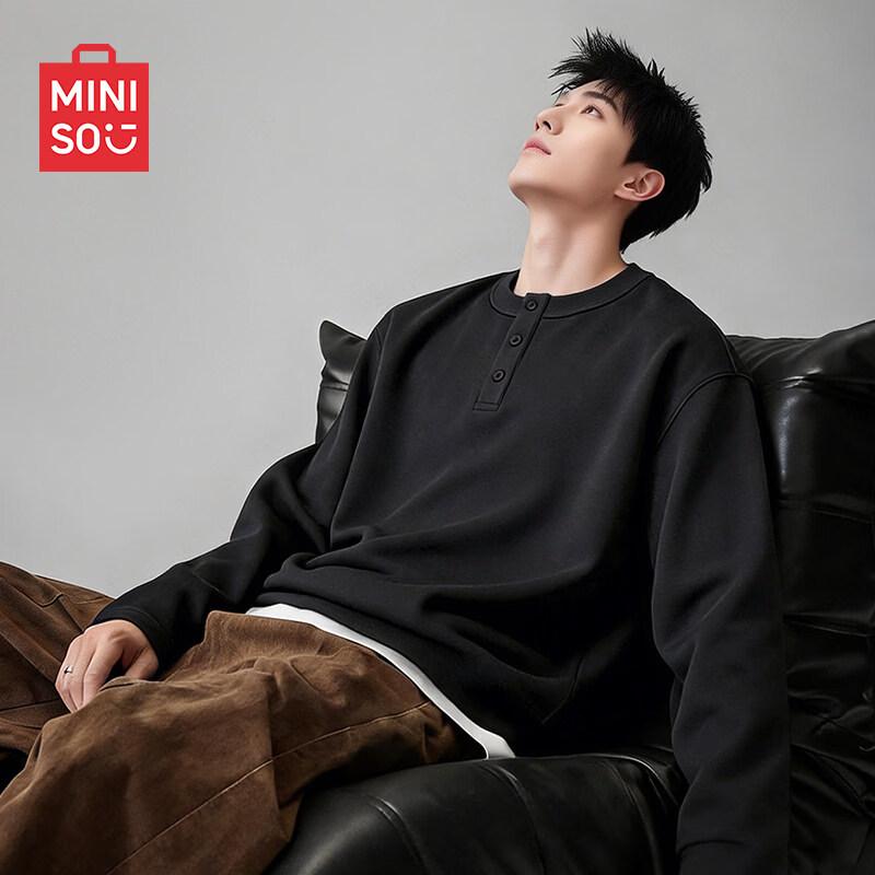 MINISO Men's Antibacterial Henley Long Sleeve T-Shirt