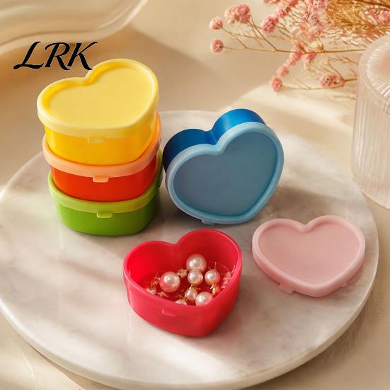 Dustproof Snack Containers 5Pcs Mini Storage Box with Lids, Stackable Plastic Containers, Reusable Heart/Square/Flower Shape Food Organizer