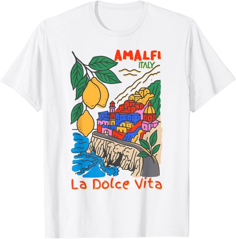Средиземноморская атмосфера Амальфи Италия La Dolce Vita (Шрифт и обратная сторона) Футболка L