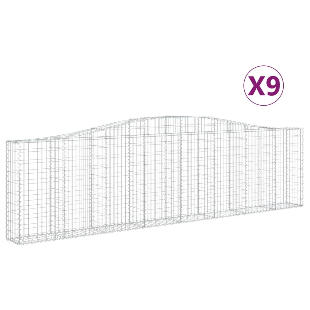 Vidaxl Kosze Gabionowe, 9 Szt, 400X30X100/120 Cm, Galwanizowane Żelazo