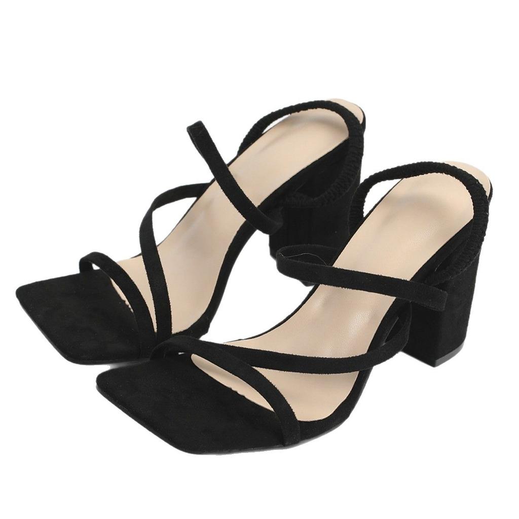 Women's Heels Square Open Toe Strappy Ankle Strap Block High Heeled Sandals Dressy Wedding Shoes Chunky Block Heeled Sandals Dress Shoes for Women