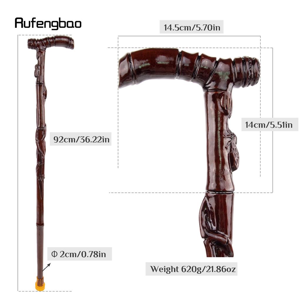 Brown Cicada Bamboo Wooden Single Joint Fashion Walking Stick Decorative Cospaly Cane Halloween Mace Crutch  Wand Crosier 92cm
