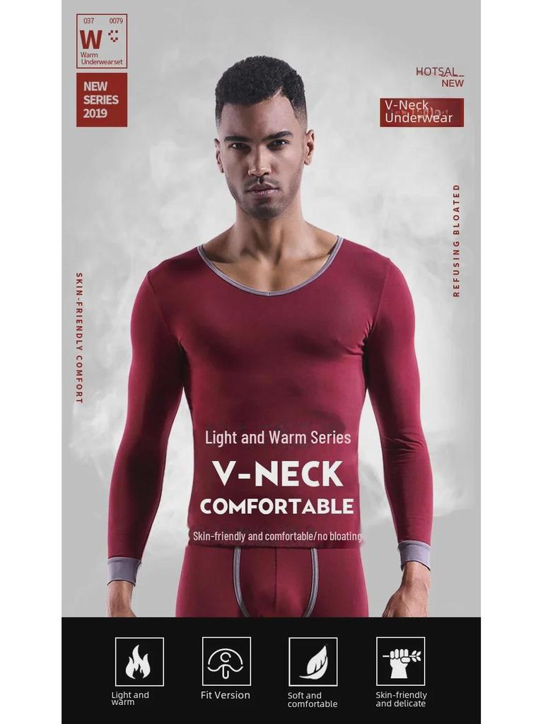 Men's V-Neck Thin Cotton Sweater - Slim, Warm Long-Sleeve Top for Autumn