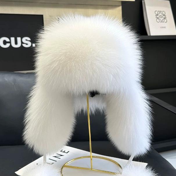 

Женская шапка-ушанка из искусственного лисьего меха, пушистая лыжная шапка с защитой ушей для тепла осенью и зимой. One Size with Elasticity