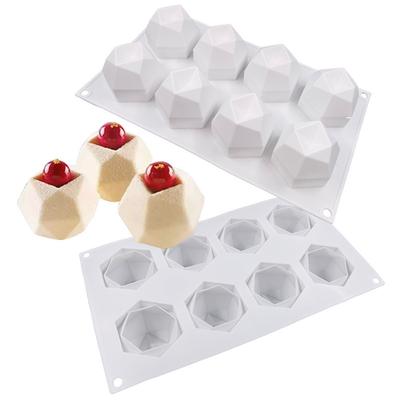 Molde de Silicone Multilateral Cubo de Rubik de 8 Cavidades - Mousse Francês Gema Bola Mágica Ferramenta de Cozimento para Chocolate