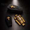 3D Printed Skull Decor Folding Coffins Figurine with Skeleton Ornament, Miniature Articulated Statue, Gothic Desktop Ornaments Dark Decoration