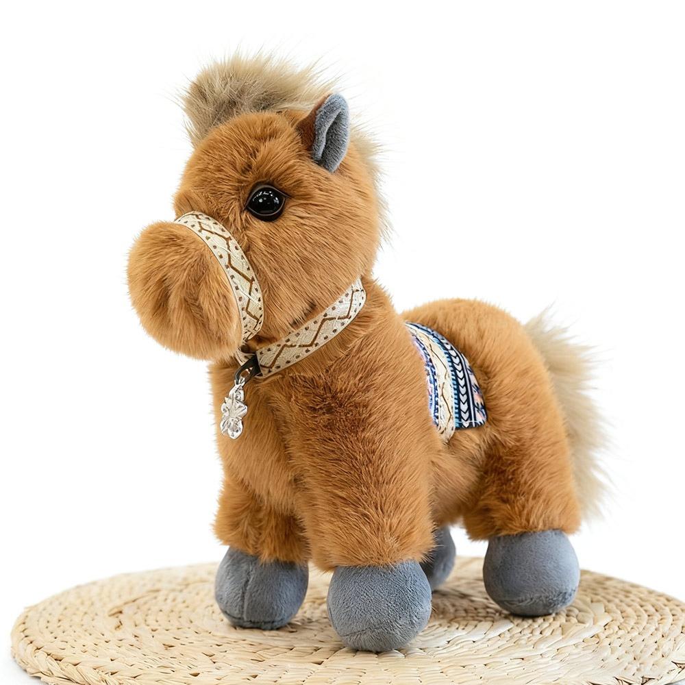 Miniature Pony Plush Toy 23cm Stuffed Horse Adorable Pony Doll Zodiac Year of the Horse Gift