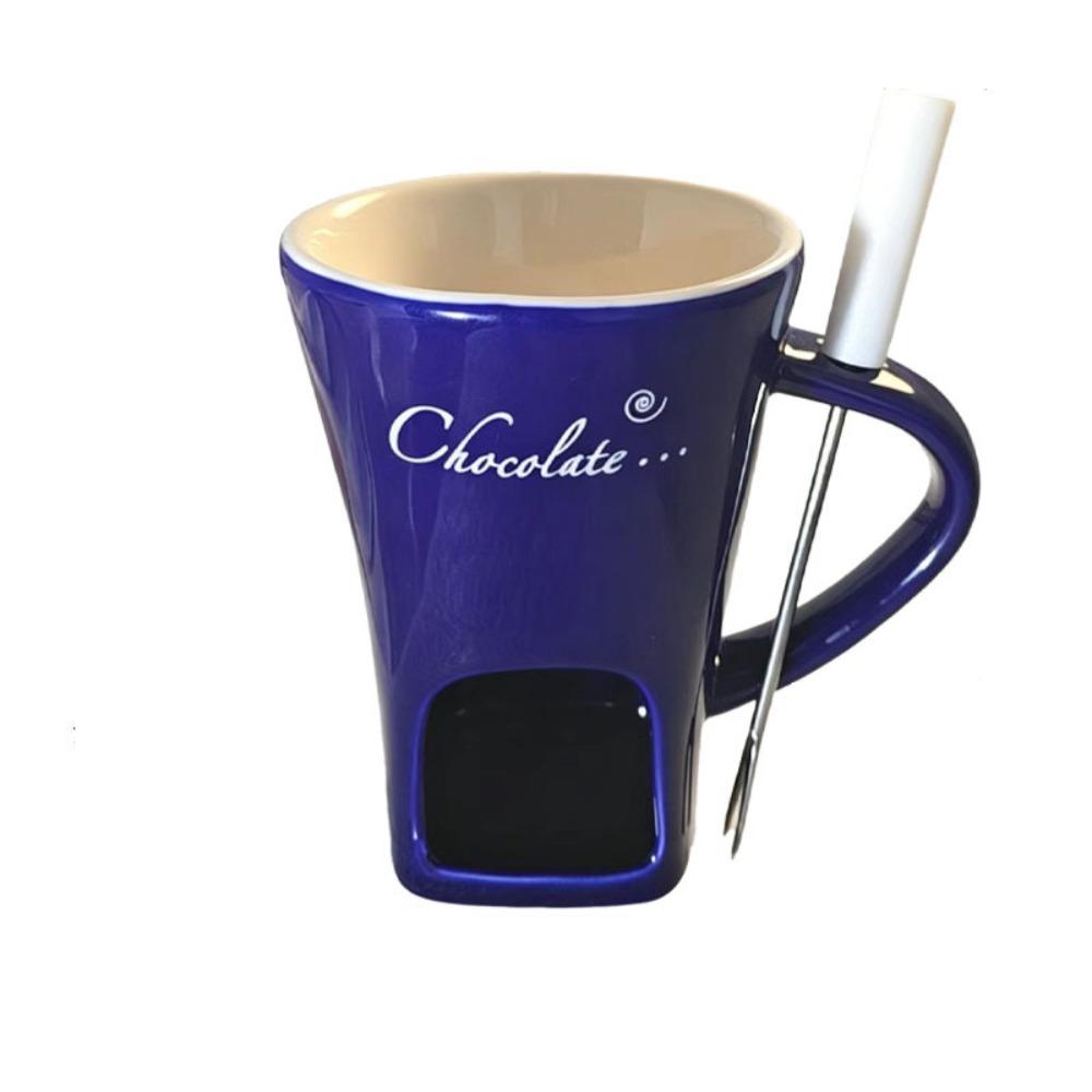 With Fork Tea Light Chocolate Melting Cup Ceramic Cheese Melting Pot Marshmallow