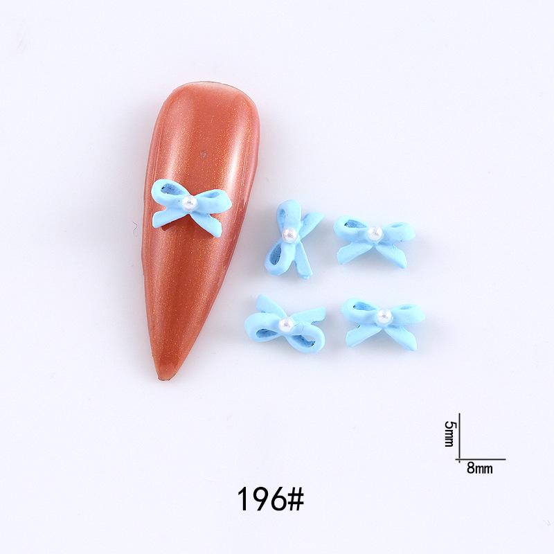 New Cute Bow Heart Nail Art: Frosted Matte Blue & Pink