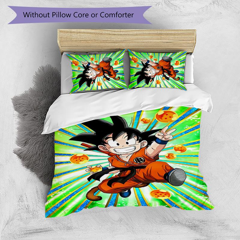 Goku 3pcs Bedding Set Duvet Cover Closure Includes 1 Duvet Cover & 2 Pillowcases for All Seasons Bedroom Home Dorm Decor