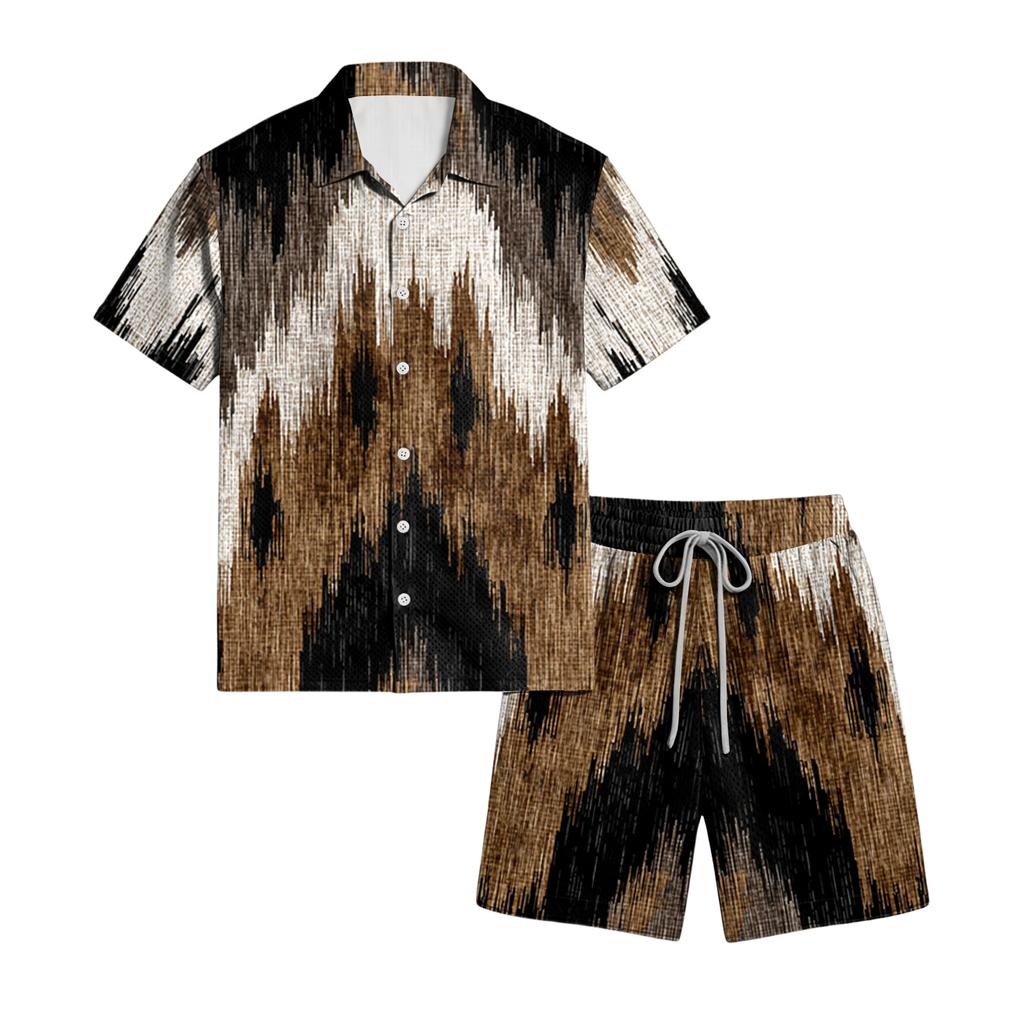 Men's Casual Lightweight Breathable Short-Sleeve Shirt And Shorts Set