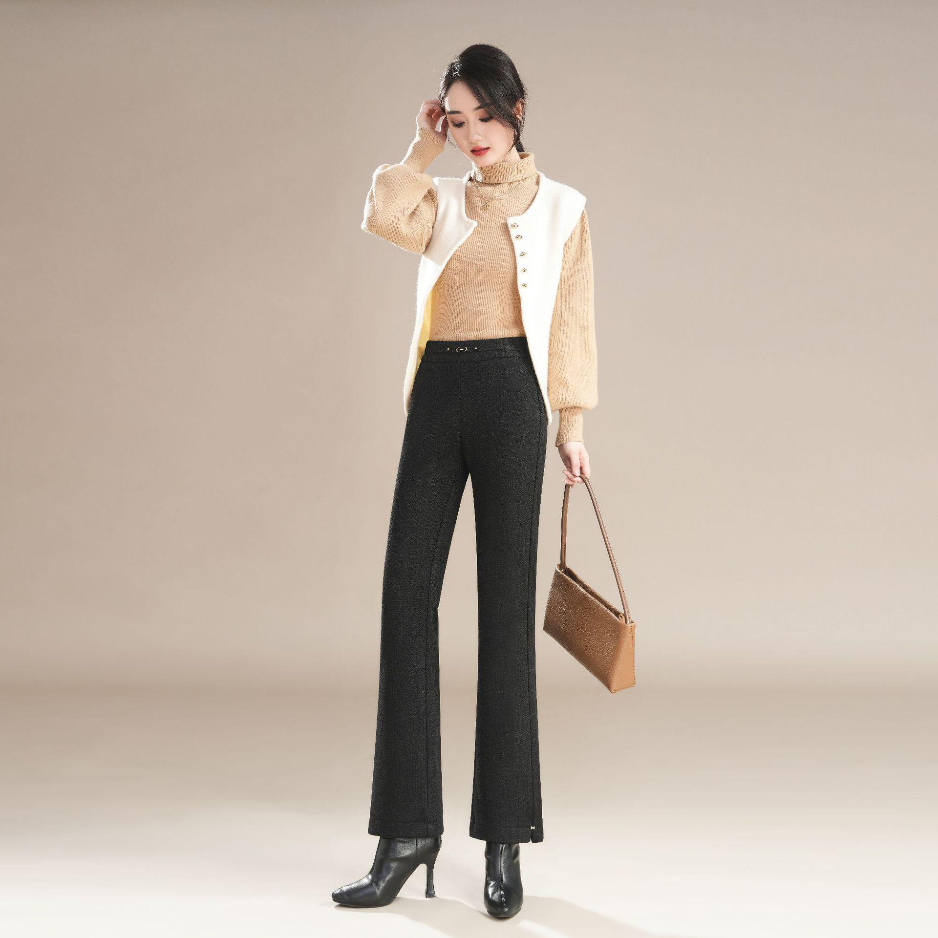 

2025 Autumn/Winter Women s Thickened Nine-Point Flare Pants - Versatile Fashion for Commuting Size 27: Fit for 90-100 jin