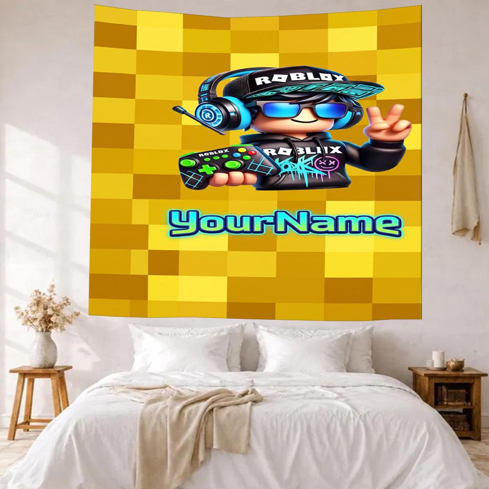 Roblox Custom Dit Navn Vægdekoration Vægtæppe Kunst Til Kæledyrs Mindesmærke Fødselsdag Bryllupsfest Baggrund Familiegave
