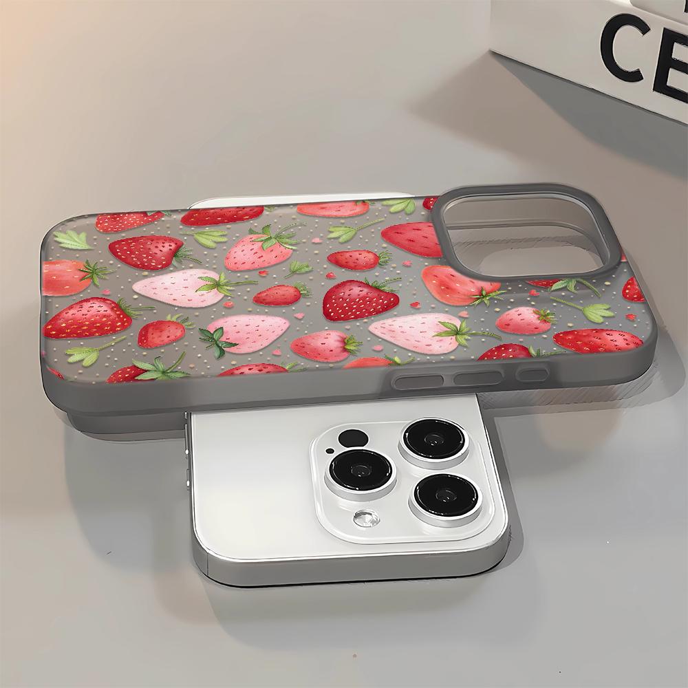 3D Cute Covered With Strawberries Silicone Case For Iphone 16 11 15 Plus 12 14 17 13 Pro Max Lovely Kids Girls Phone Cover
