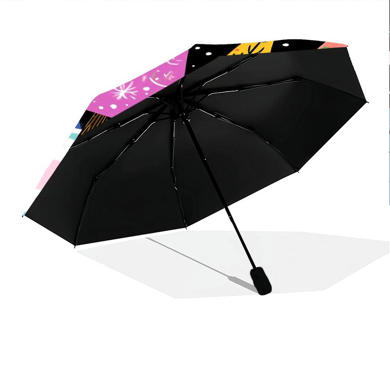 Christmas Tree pattern, automatic folding umbrella, portable and foldable design, 8 ribs, a Christmas or birthday gift.