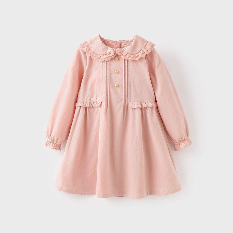 David Bella Girls  Spring Dress Children s Corduroy Skirt New Style Girls  Pure Cotton Clothing Children s Clothing Spring Season Pink [Ready Stock] 120