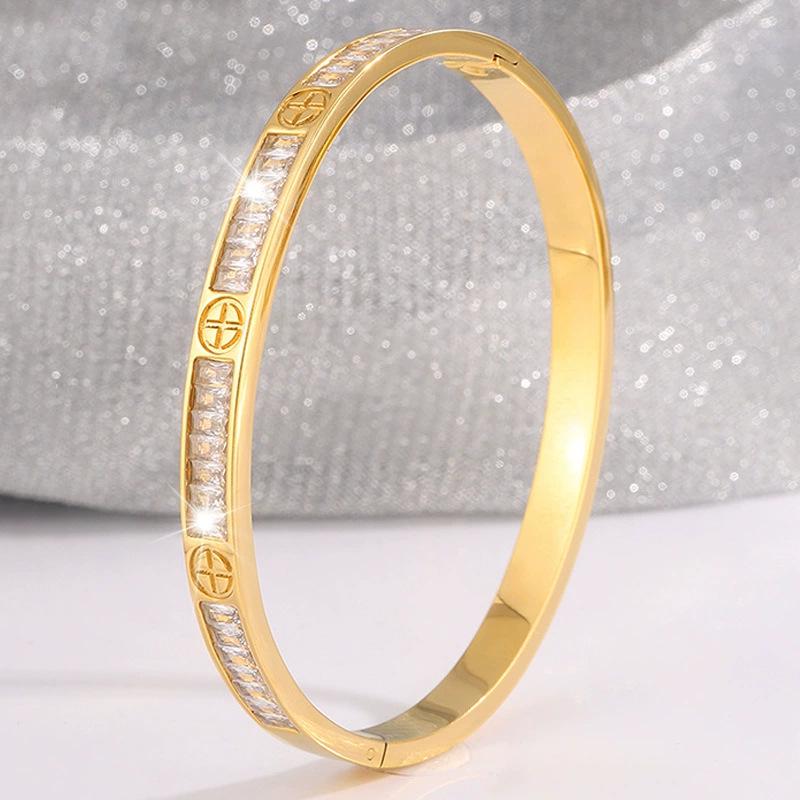 Starry Sky Silver Titanium Steel Bracelet for Women - High-End, Versatile, Full Diamond, Non-Fading Fashion Accessory