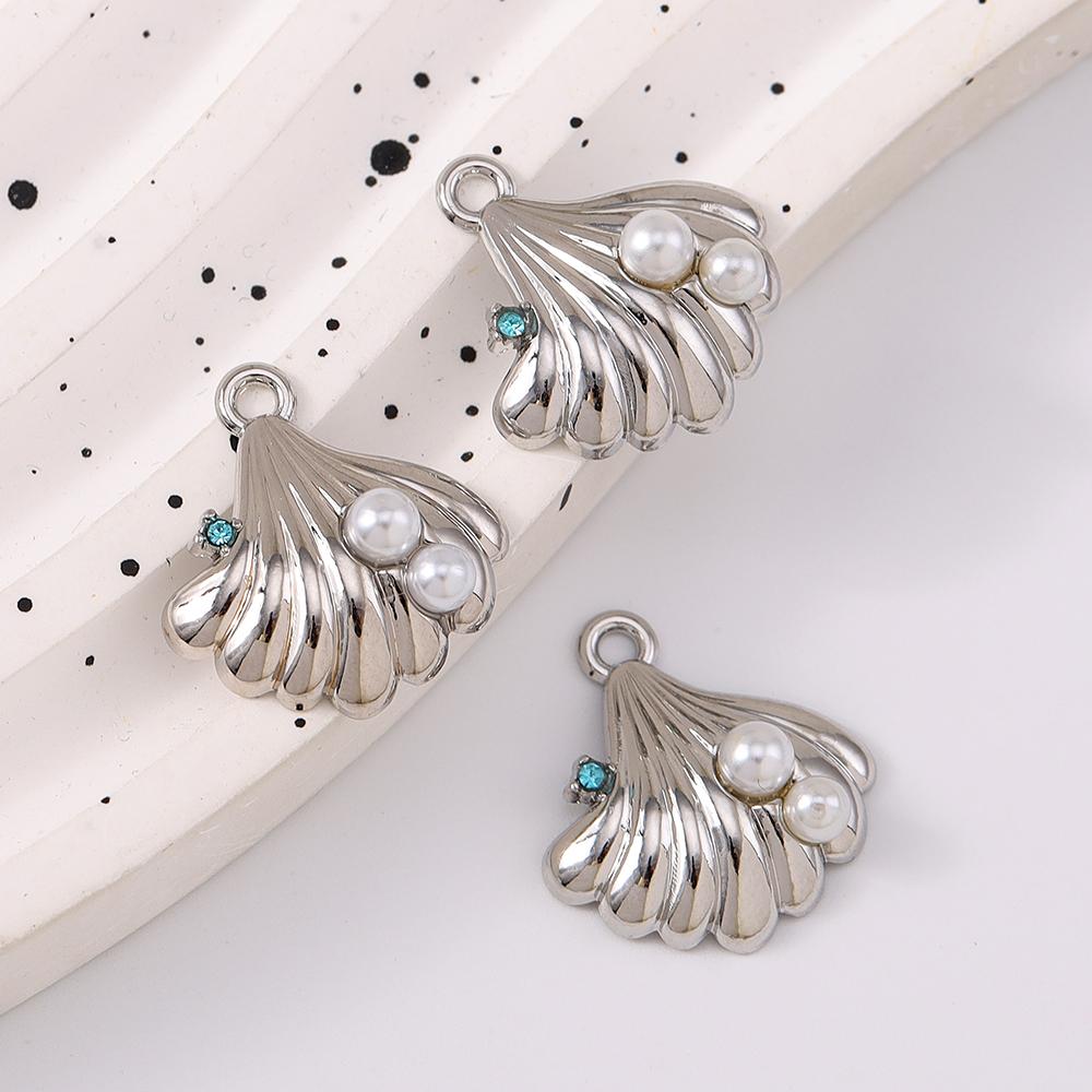 5pcs New Alloy Pearl Shell Pendants Charms for Jewelry Making Necklace Earrings Bracelet DIY Handmade Accessories Supplies