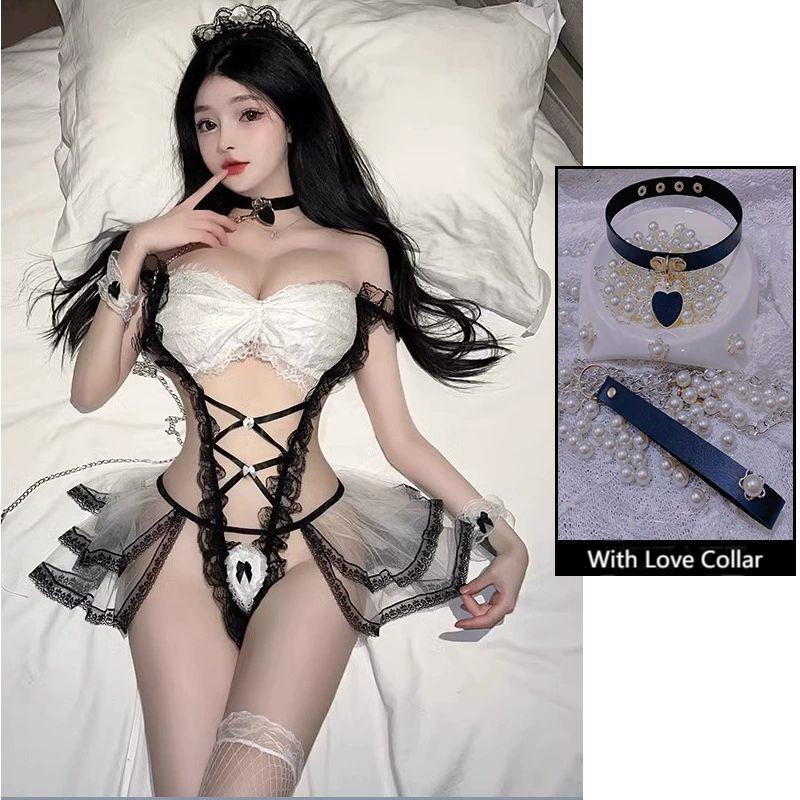 New Sailor Japanese Style Sweet Erotict Suits Lace Dress Sexy Underwear Sexi Lenceria Erotic Lingerie Bow TieTops Pleated Skirt