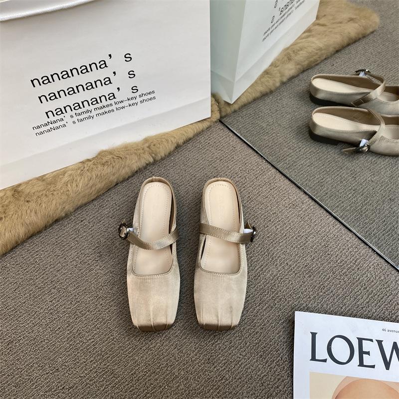 

XINZHOU 2025 весна новая нишевая обувь на плоской подошве из атласа, нежные балетки с закрытым носком, женская верхняя одежда с юбкой, сандалии 39