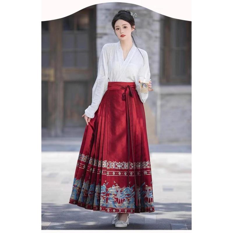 Chinese Ming Dynasty Style Hanfu Daily horse-face  Skirt Hanfu Suit