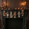 Halloween Wooden Ornaments 6Pcs Ornaments, Pumpkin Head Skeleton Character Hanging Decor with Figurines for Fireplace Rope, Pendant Party Window