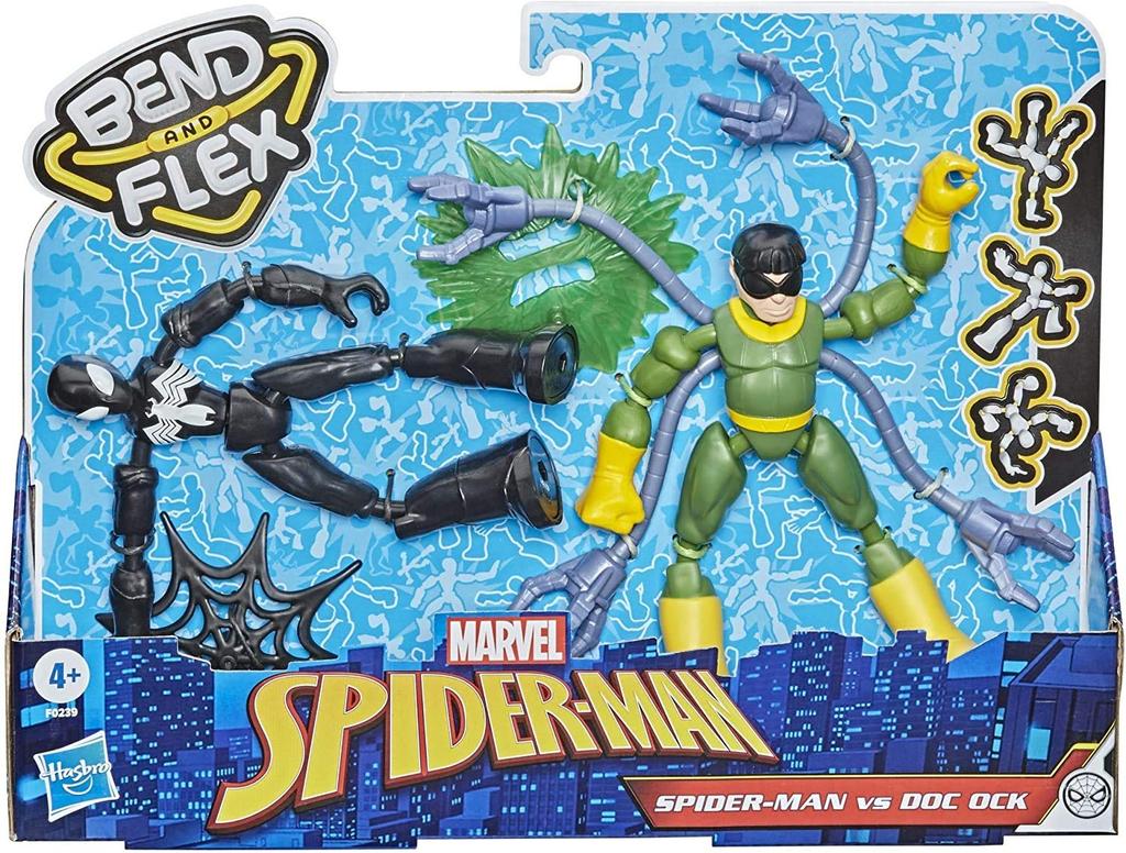 Hasbro Collectibles Marvel Bend And Flex Vs Pack Marvel Black Suit Doc Ock Action Figure Flexible Ages - Spider-Man Spider-Man vs. Toy, 6-Inch Figure,