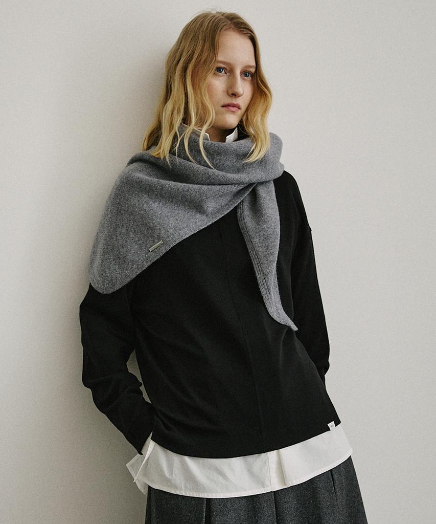 ARTID Cashmere Blend Knit Shawl Muffler_Melange Grey