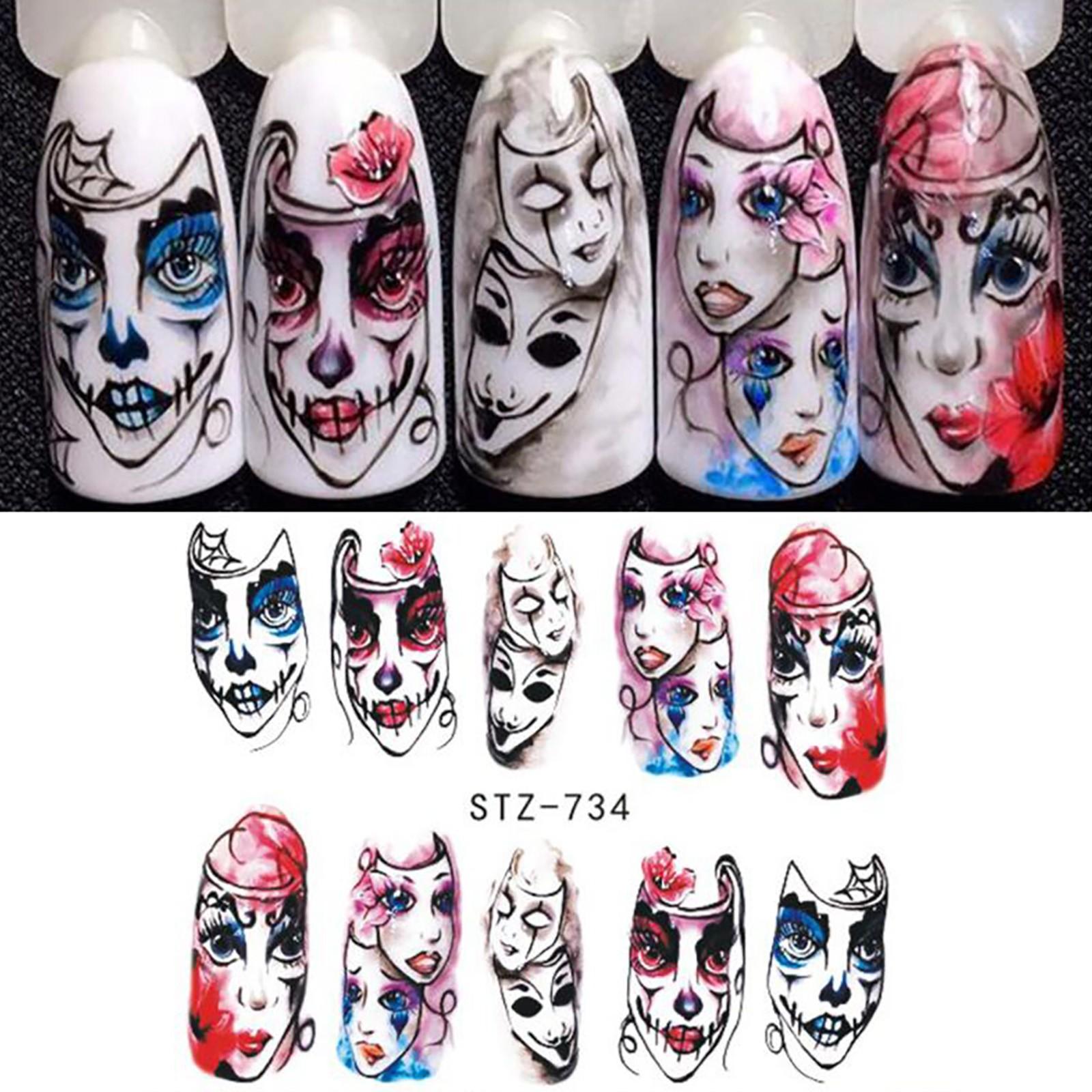 Хэллоуин наклейки для ногтей ужас демоны перенос воды наклейка для ногтей