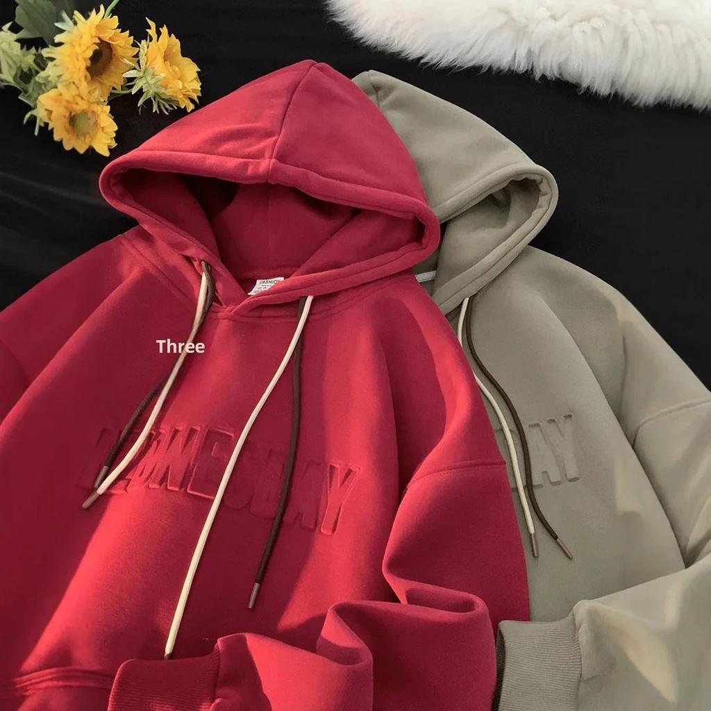 American Style Thickened Hoodie Men's Autumn Winter New Fashion Brand Fleece Lined Thickened Cityboy Japanese Style Jacket