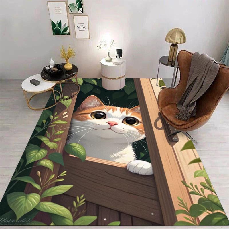 Cute Kawaii Cat Kitten Carpet Cartoon Living Room Bedroom Kitchen Sofa Entrance Rug Non-slip Washable Home Beautiful Decor Mat